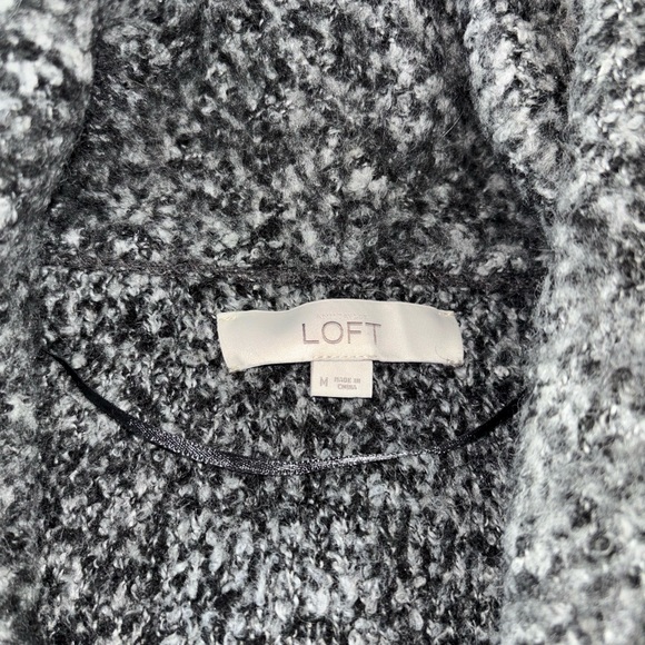 LOFT Black & White Marled Women's Open Front Cardigan Sweater Coat - Medium - Picture 2 of 7